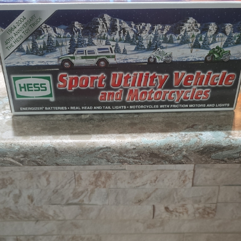 Hess Sport Utility Vehicle and Motorcycles Toy Set - Green and White.